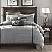 Madison Park Dune Duvet Cover King/Cal King Size - Grey , Pieced Duvet Cover Set – 6 Piece – Faux Suede Light Weight Bed Comforter Covers
