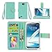 Galaxy Note 2 Case, IZENGATE [Classic Series] Wallet Case Premium PU Leather Flip Cover Folio with Stand for Samsung Galaxy Note 2 (Mint)