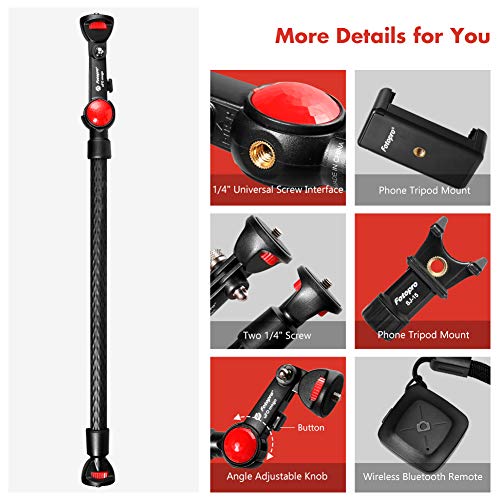 Fotopro UFO mogo Basic Flexible Phone Tripod, Waterproof Hand Grip Gooseneck Monopod Selfie Stick for Gopro with Bluetooth Remote and Smartphone Tripod Mount for iPhone & Camera