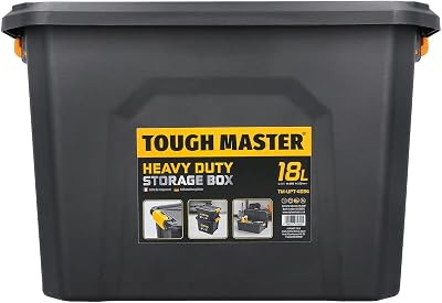 TOUGH MASTER 18L Heavy Duty Storage Box Lid Stackable Tool Home Office Workshop
