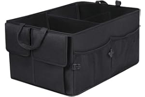 JiatuA Car Trunk Backseat Organizer for SUV, 8 Pocket Waterproof, Dust-proof, Sturdy Foldable Cargo Net Storage for More Trunk Space with Adjustable Straps, Black