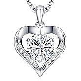 BAUBELLA Moissanite Necklace for Women, 1-3 Carat Heart Pendant Engraved I LOVE YOU, Birthday Gifts for Women Girlfriend, Anniversary Present for Wife, Jewelry Gifts for Valentine's Day