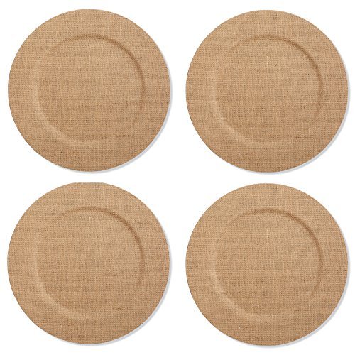 Burlap Charger Plates. Koyal Wholesale 424675 Faux Wood Charger Plates