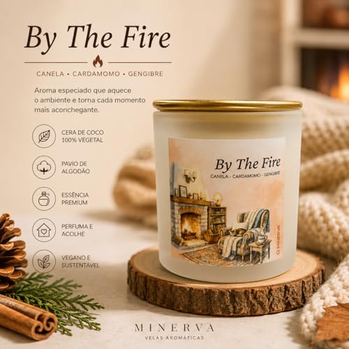 MINERVA - Vela Aromatica Perfumada Aromatizada - Coleção de Outono Inverno - 200g (Kit - By The Fire + Into The Woods + Marca Pagina)