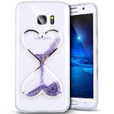 Galaxy S8 Plus Case, Bling Glitter Liquid Case,PHEZEN Novelty Heart Hourglass Shape Flowing Liquid Floating Glitter Sparkle Sand Clear TPU Case Cover for Samsung Galaxy S8 Plus (Purple)
