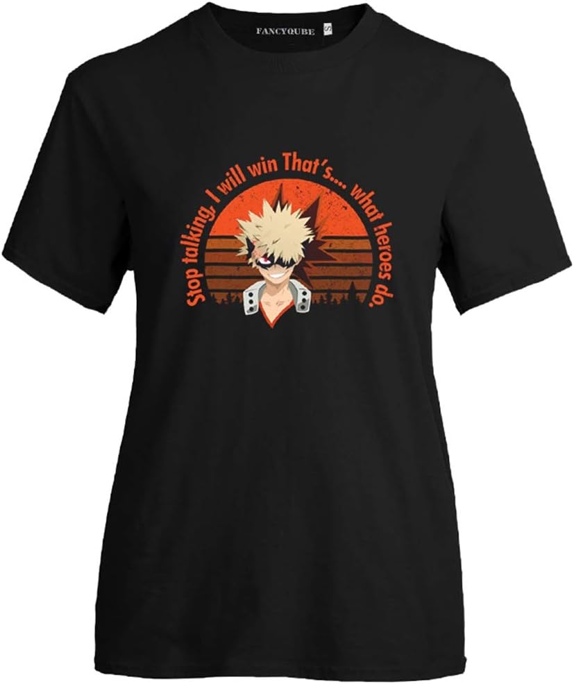 Peoria My Hero Academia T-Shirt, Japanese Anime Short-Sleeve Crewneck T-Shirts for Girls and Women