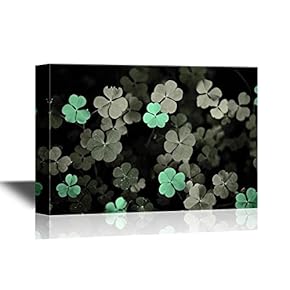 Canvas Wall Art - Clover Leaves at Night - Gallery Wrap Modern Home Art | Ready to Hang - 12x18 inches