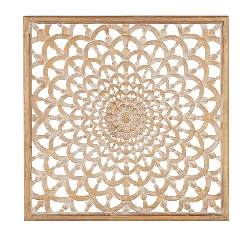 Deco 79 Wood Floral Handmade Home Wall Decor Intricately Carved Wall ...
