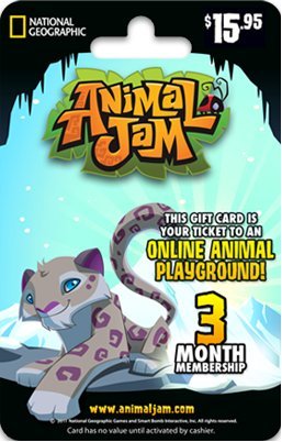 National Geographic Animal Jam Online Game Card - 3 Month Membership - Snow Leopard
