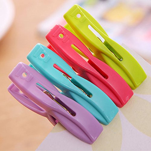 Shiaon Sturdy Clothespin 40-pack Colored Plastic Clothes Clips for Laundry Outdoor Kitchen and Photo Paper Craft - Windproof Anti-Slip Clothing Line Pegs With Springs - Air-Drying Clothing Pin Set - Thumbnail 4