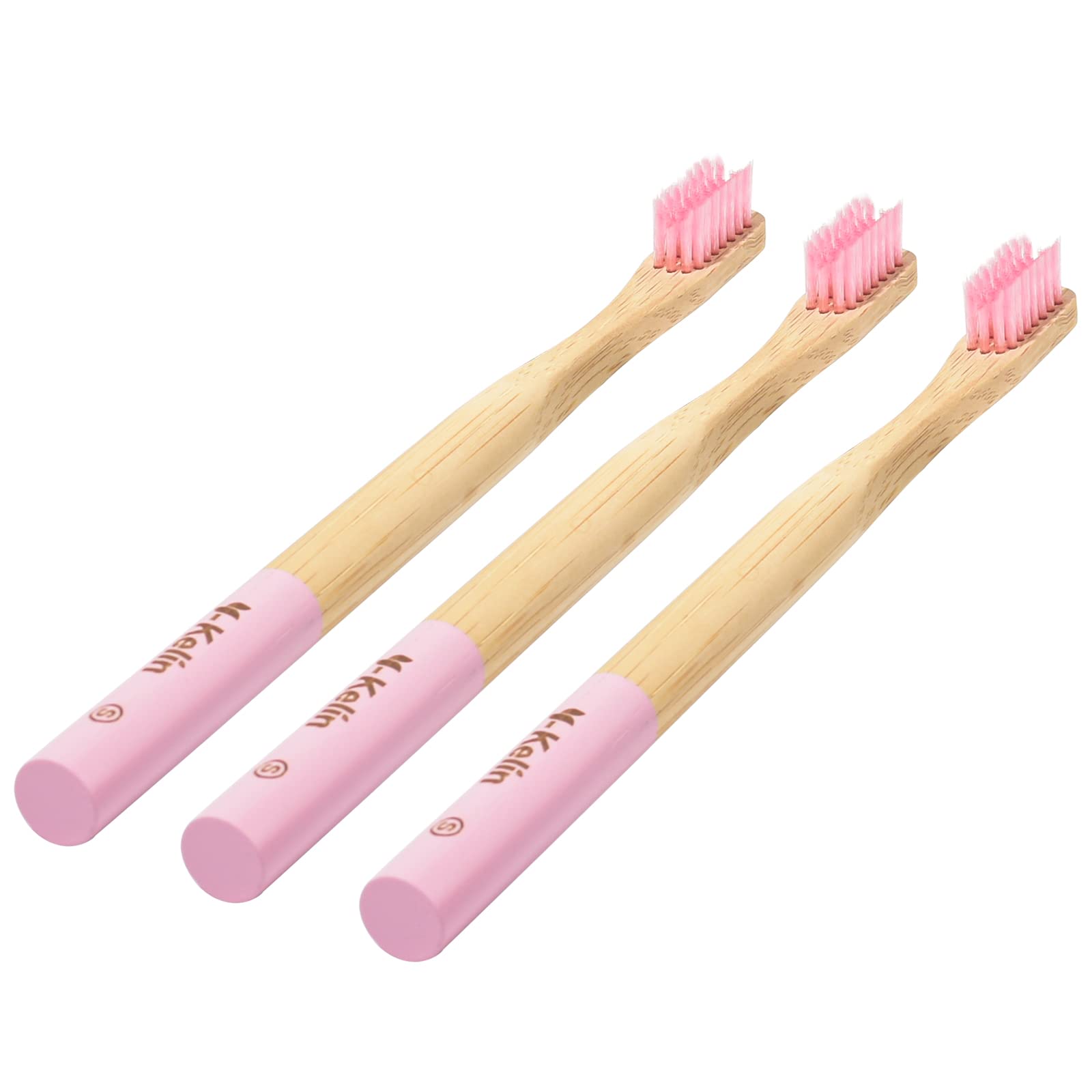 Y-Kelin Bamboo V-Shaped Orthodontic Toothbrush - Eco Friendly Bamboo Toothbrush (3 Pack) Soft Bristle (Pink)