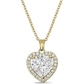 Heart Pendant Stainless Steel Zircon Necklace for Women in white Diamond color and heart shape