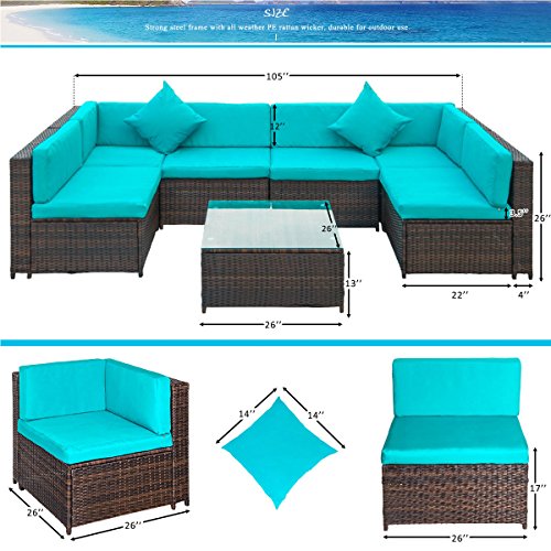 LZ LEISURE ZONE 7 Piece Patio Furniture Set, Outdoor Conversation Set
