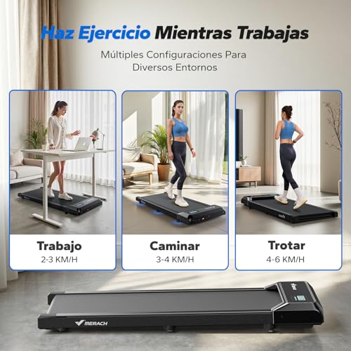 MERACH Cinta de Correr, 3 en 1 Cinta de Andar, 2.5HP Walking Pad, Caminadora Electrica para Casa, Treadmill Compacta para casa y Oficina, App, Pantalla LED, Control Remoto Magnético