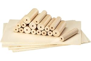 HearthSong Refill Wood Lathe Kit for Kids - Set of 12 Dowels & Wood - Woodworking Crafts, Natural Wood