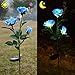Homeleo Garden Light Up Rose Flower Stake, Outdoor Solar Powered Rose Lights for Garden Patio Backyard Christmas Pathway Driveway Decoration - Blue