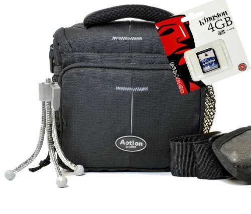 Kamera Foto Tasche Action Black Set mit Tisch Stativ Plus 4 GB SD Karte für Sony Alpha 5000 5100 6000 6300 HX400 H400…