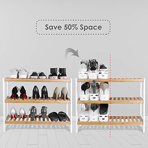 femor Large Shoe Slots,Shoe Organizer, Adjustable Shoe Rack for Large Size Shoes(Men)- Double Layer Stack -Space Saver Storage Rack Holder 8-Pack (11.4Inch,White)