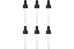 PATIKIL Glass Eye Dropper Caps, 6 Pcs Plastic Glass Dropper Closure Top for 30ml(1oz) Essential Oils Bottle, Perfume, Lab Exp