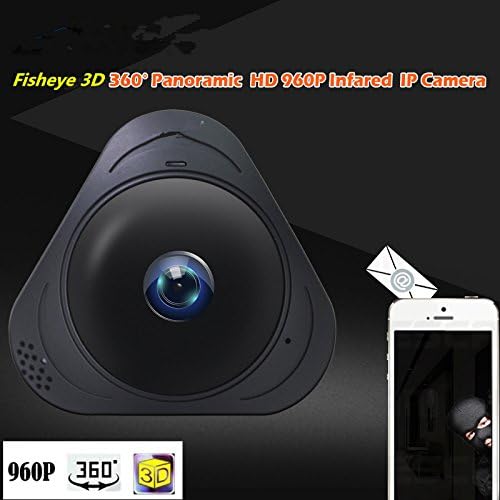 Mini 360° Panoramic Wireless IP Camera Audio Video WiFi 1.3 Megapixel HD Fish-eye Lens Wide Angle Night Vision VR CCTV Home Surveillance Cameras VR 3D Wifi Camera Micro SD Slot YooSee APP-Gray