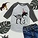 7 ate 9 Apparel Three 3rd Third 3 Birthday Dino Dinosaur Grey Baseball Shirt 3T