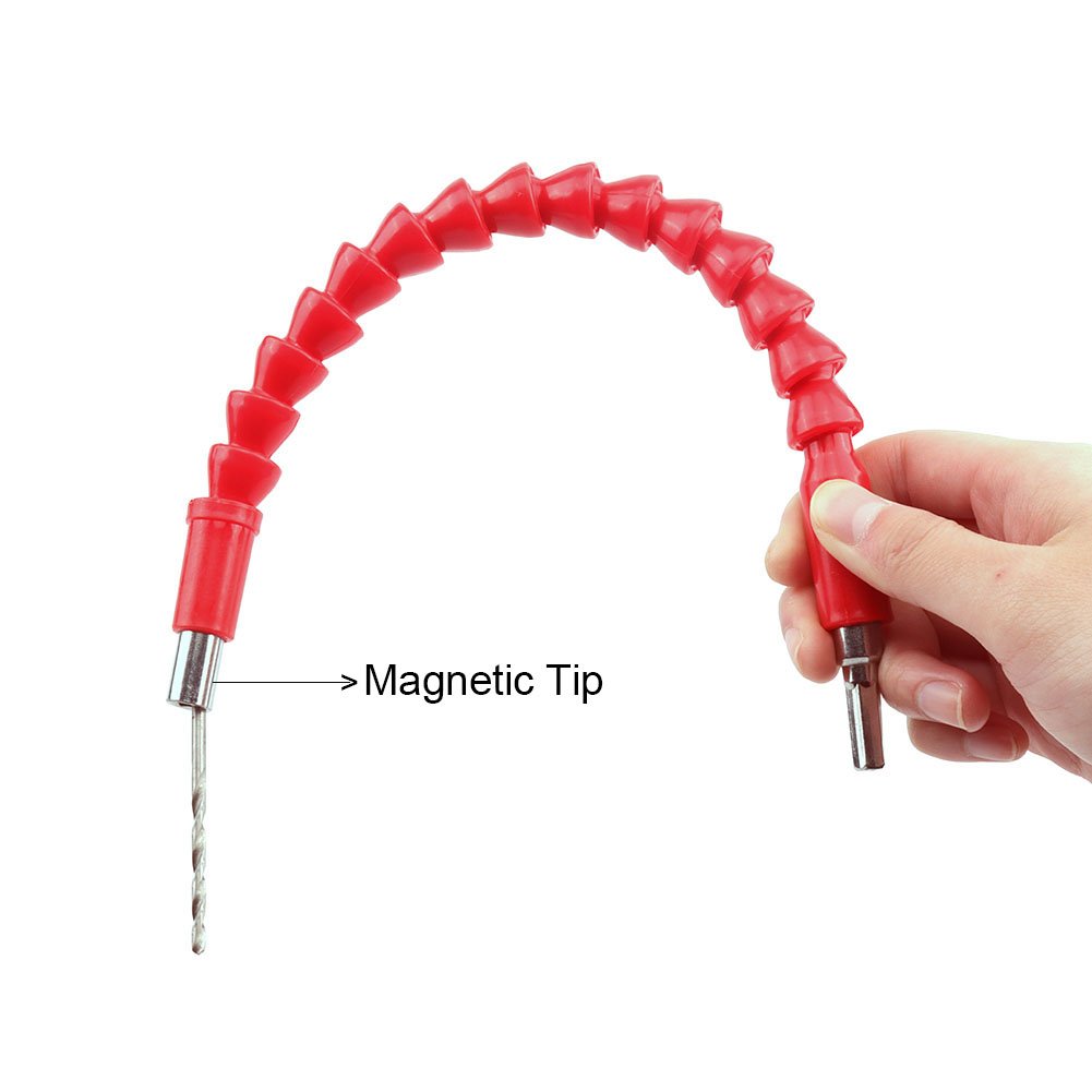 DR. Machinist 2Pcs 11.8 Inch Flexible Extension Screw Drill Bit Holder with Magnetic Quick Connect Shaft Tip, Hexagon Drill Connection Size of 1/4 Inch