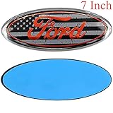Cardiytools Front Tailgate Emblem,3D Oval 7 Inch Adhesive Black Decal Badge Nameplate for Ford Escape Excursion Expedition Freestyle F-150 F-250 F350 (American Flag B)