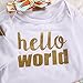 Newborn Baby Girls Top Rompers+Floral Pants Leggings Headband 3pcs Outfits Set (3-6 Months, Golden Hello World)