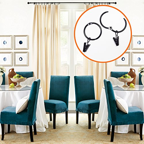 Youngneer Drapery Curtain Clips with Loose Leaf Rings for Traversa Rod Small Decorative Metal Clip Hooks Hanger for Curtain Black 32 Pack - Thumbnail 3