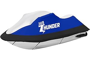 JUSTHUNDER Jet Ski Cover Jetski Covers - Compatible with Yamaha Seadoo, Waterproof UV Resistant Jet ski Cover 2 3 Seaters, Heavy Duty Jetski Cover with 2 Air Vents for Personal Watercraft 115" to 120"