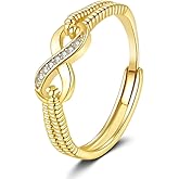 OIDIMS Infinity Love Wedding Statement Ring for Women Imitation Crystal Engagement Anniversary Open Band Elegant Eternity Promise Love Stacking Adjustable Finger Rings Delicate Jewelry for Valentine