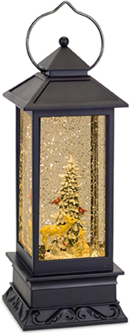 Snow Globes - Melrose 72821 Plastic Lantern Snow Globe with Tree and Animals Decor, 10-inch Height