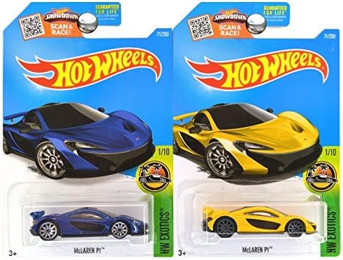 Hot Wheels 2016 Exotics McLaren P1 in Yellow and Blue SET OF 2
