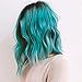 ENTRANCED STYLES Teal Wig for Women Synthetic Bob Curly Wigs with Side Part Ombre Blue Wig for Girls Heat Resistant Fiber