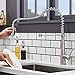 Hotis Commercial Stainless Steel Lead-Free Two Lever Two Hole Gooseneck High Arc Two Handle Kitchen Sink Faucet, Kitchen Faucet