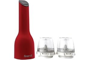 FinaMill's Award-Winning Battery Operated Salt and Pepper Grinder Set - Adjustable Coarseness, Ceramic Grinding Elements, LED Light, 2 Quick-Change ProPlus Pods - Perfect for Home Cooking & Gifting
