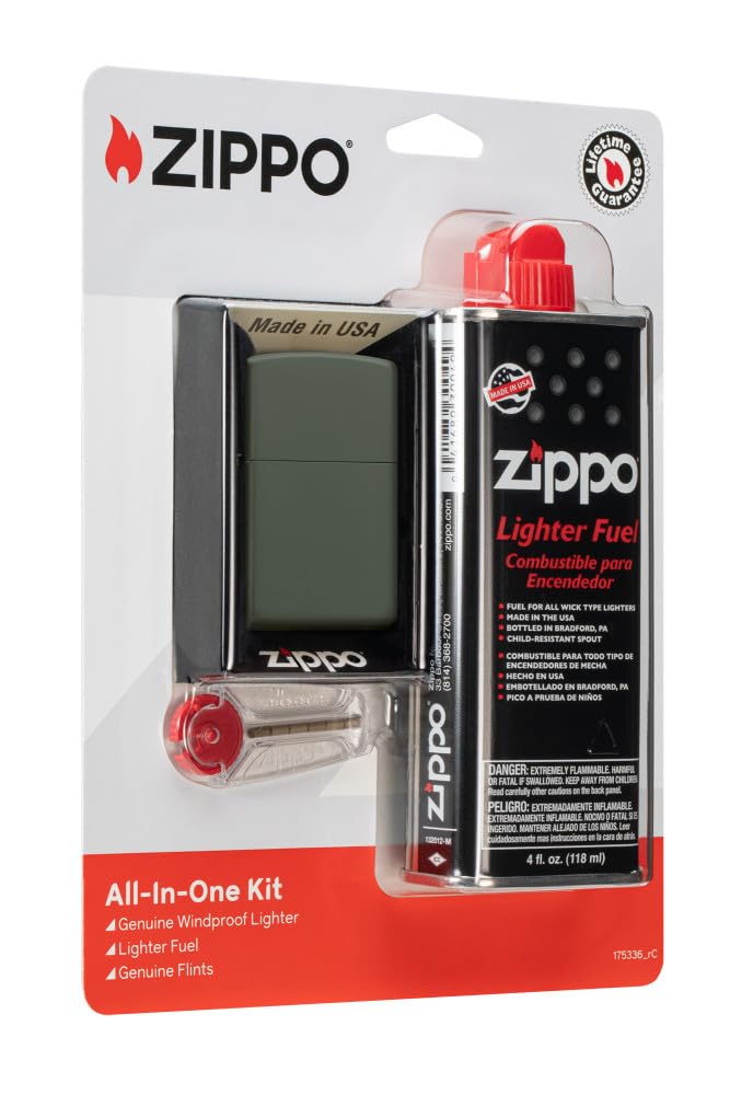 Zippo All-in-One Kit with Green Matte Windproof