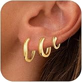 VIROMY VIROMY Gold/Silver Hoop Earrings for Women Trendy,14K Real Gold Plated Cute Stud Earrings Small Huggie Hoop Earrings non tarnish Jewelry for Women