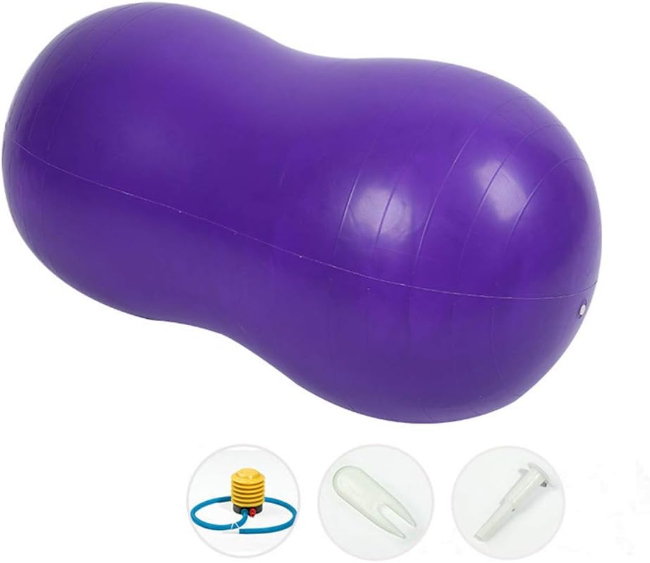 HnjPama Exercise Ball Peanut Shape Yoga Ball PVC Massage Rehabilitation Ball with Pump Purple