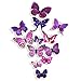 Mudder 6 Colors 3D Butterfly Removable Mural Stickers Wall Stickers Decal for Home and Room Decoration, 72 Pieces (Multicolor A)
