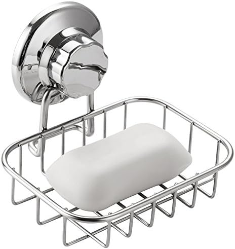 Sann Home Soap Dish with Suction Cup Sponge Holder, Stainless Steel, Rustproof