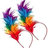 JUNBESTN 2 Pack Feather Fascinator Women Halloween Christmas Tea Party 20s 50s 80s Headband Hat