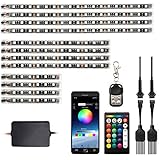 HYBKLER 12 Piece Motorcycle LED Light Kit with APP IR RF Wireless Remote Controllers Multi-Color Underglow Neon Ground Effect