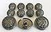 11 Pieces Antiqued Black Silver Metal Blazer Button Set - Crown Phoenix - for Blazer, Suits, Sport Coat, Uniform, Jacket