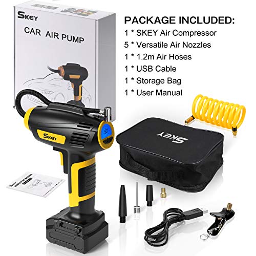 SKEY Tire Inflator,Portable Handheld Air Compressor with Rechargeable