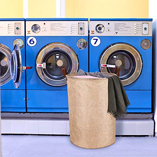 Mebbay 3 Pack Round Laundry Basket, Collapsible Laundry Hamper with Handles, Foldable Waterproof Cotton Linen Storage Basket for Clothes, Baby Nursery, 3 Different Size (18, 24 and 30 Inches) - Thumbnail 5