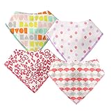 Baby Bandana Bibs for Drooling & Teething - 4 Pack Gifts for Girls - by Marque