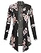 BILY Women's Open Front Drape Hem Light Weight Cardigan Floral Printed Black 2 XX-Large