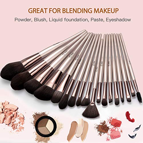 image for BESTOPE Makeup Brushes Set, 18 PCs Champagne Gold Professional Cosmeti