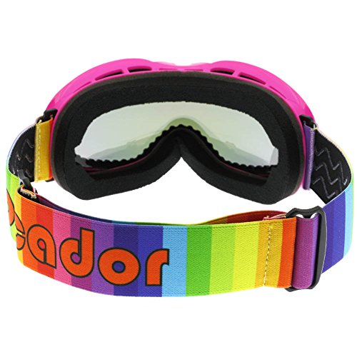 PP PICADOR Kids Ski Goggles, Kid Snow Snowboard Goggles for Boys Girls 4-7 with Over Glasses OTG Design Anti-Fog Lens 100% UV Protection Helmet Compatible(Pink) - Thumbnail 4